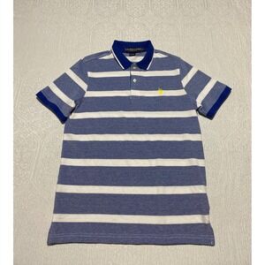 US Polo Assn Striped Pique Polo Shirt Blue White Short Sleeve Casual Mens Size S